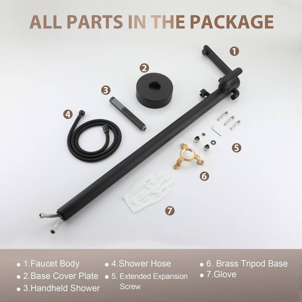 mondawe Single Handle Floor Mounted Freestanding Tub Filler with Diverter MDLT0054-MB