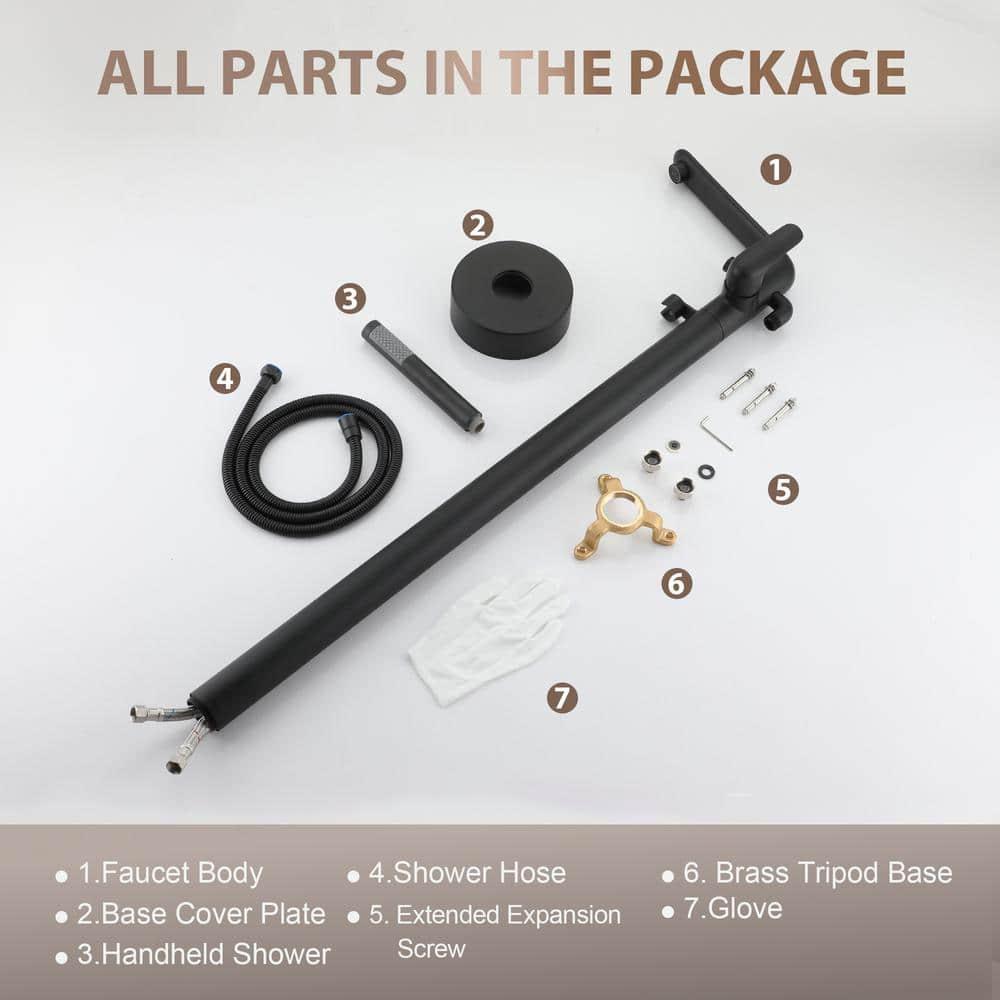 mondawe Single Handle Floor Mounted Freestanding Tub Filler with Diverter MDLT0054-MB