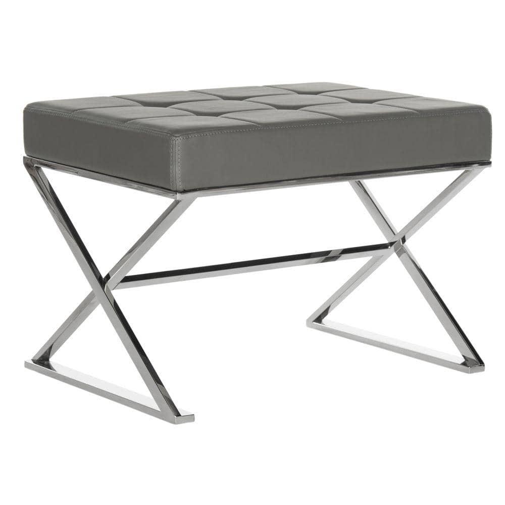Micha Ottoman - Grey/Chrome - Safavieh