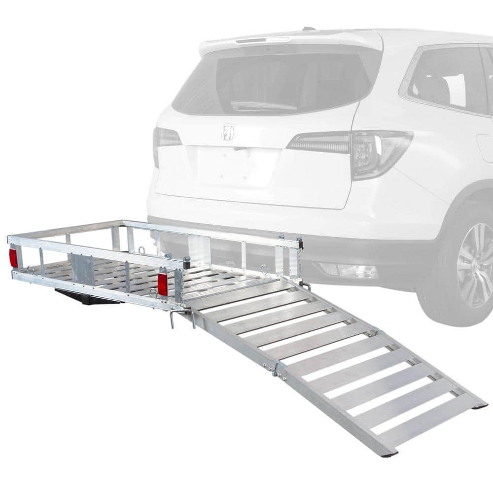 Elevate Outdoor ACC500-DLX Deluxe Aluminum Basket Hitch Cargo Carrier and Ramp - 500 lb Cap
