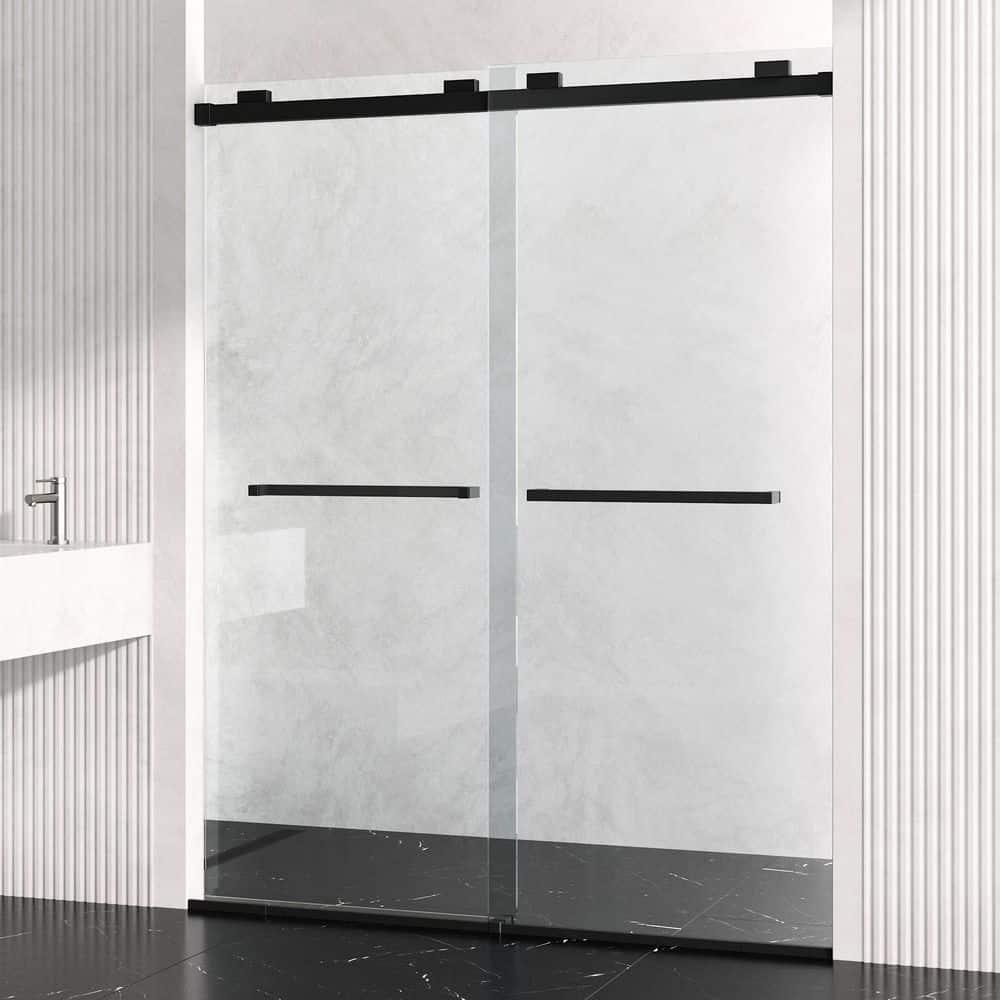 Houston 56-60" W x 76" H Sliding Frameless Shower Door with 3/8" Clear Glass