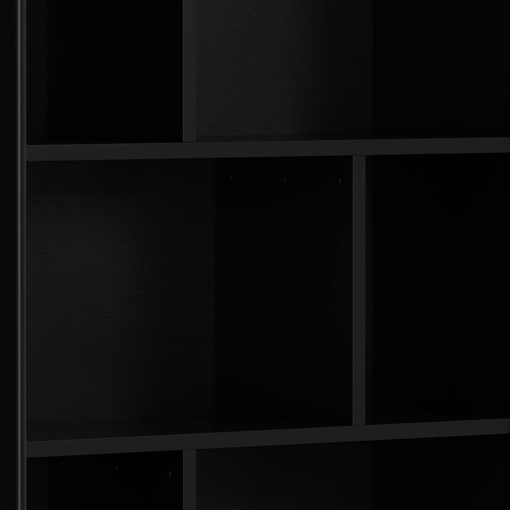 Simpli Home Draper SOLID HARDWOOD 64 inch x 35 inch Mid Century Modern Wide Bookcase and Storage Unit in Black