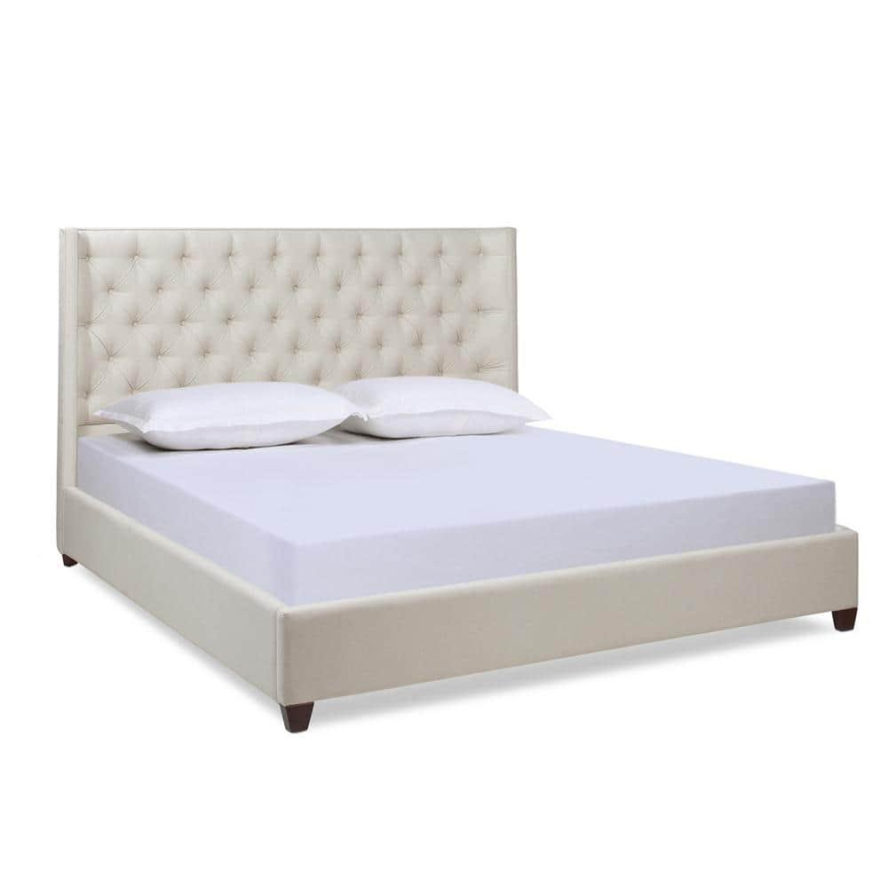 Manhattan Shelter King Platform Bed Frame Light Beige