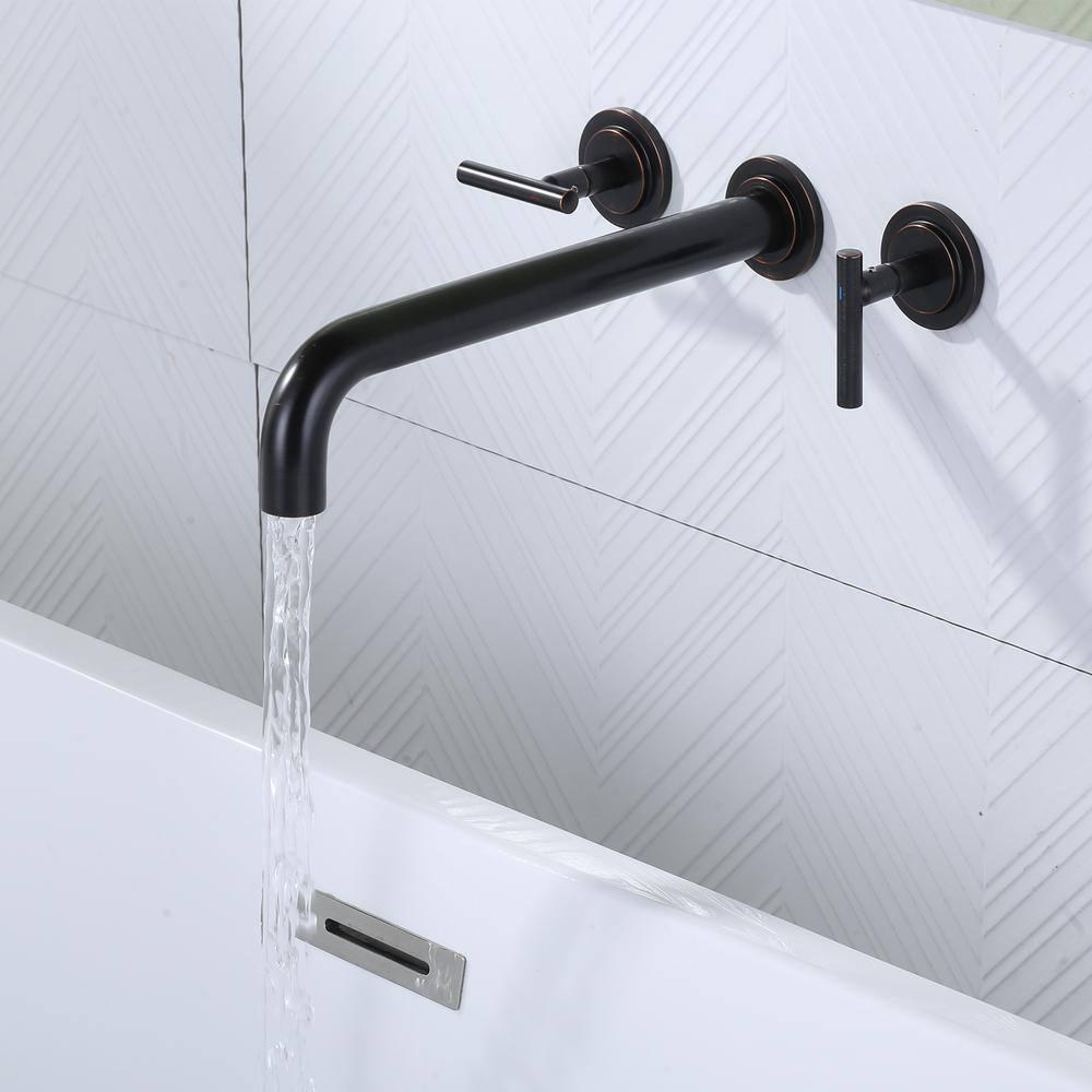2-Handle 2-Hole Wall Mounted Bathroon Sink Faucet In Spot Resist (Valve Included)