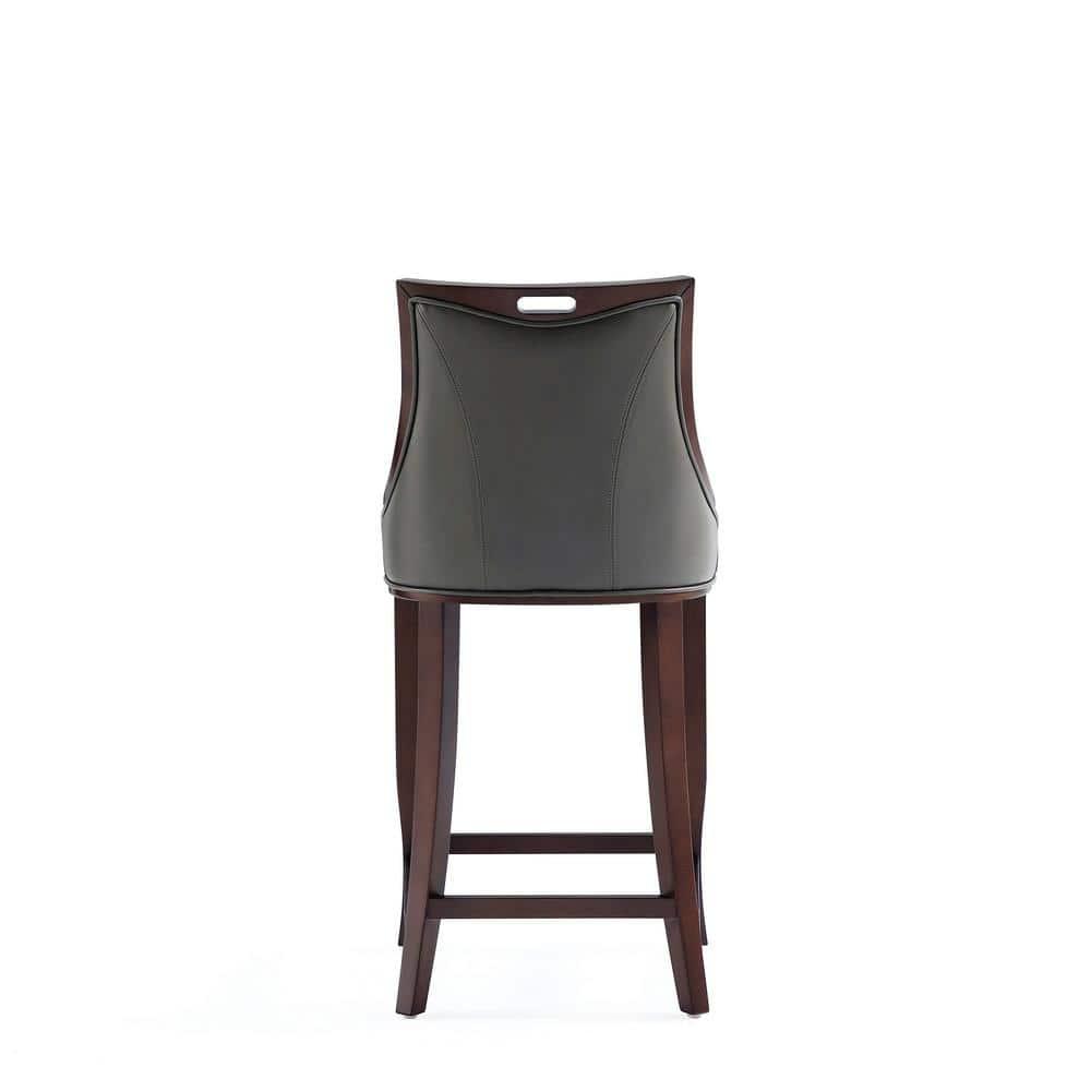 Manhattan Comfort Emperor Faux Leather Barstool Pebble Gray: Beechwood Legs, Upholstered, Fixed Height 27"