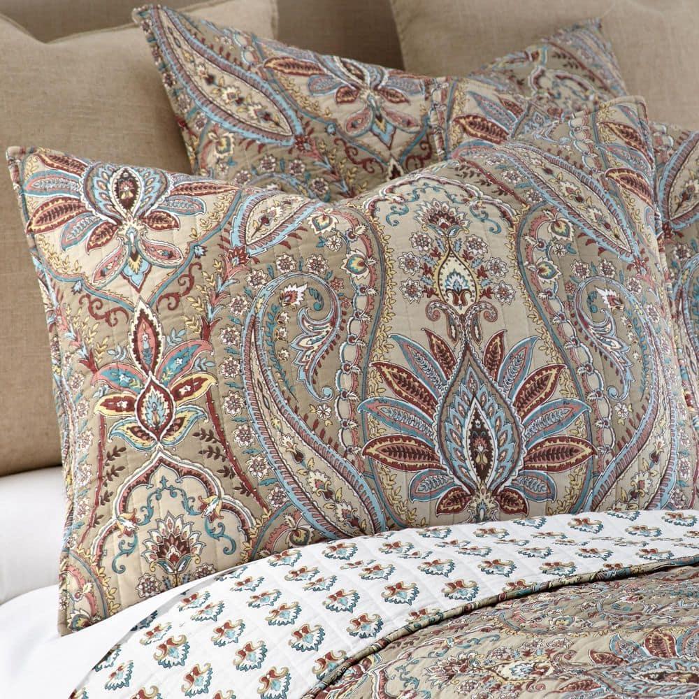 Kasey Paisley Quilt Set - Full/Queen Quilt and Two Standard Shams Brown - Levtex Home