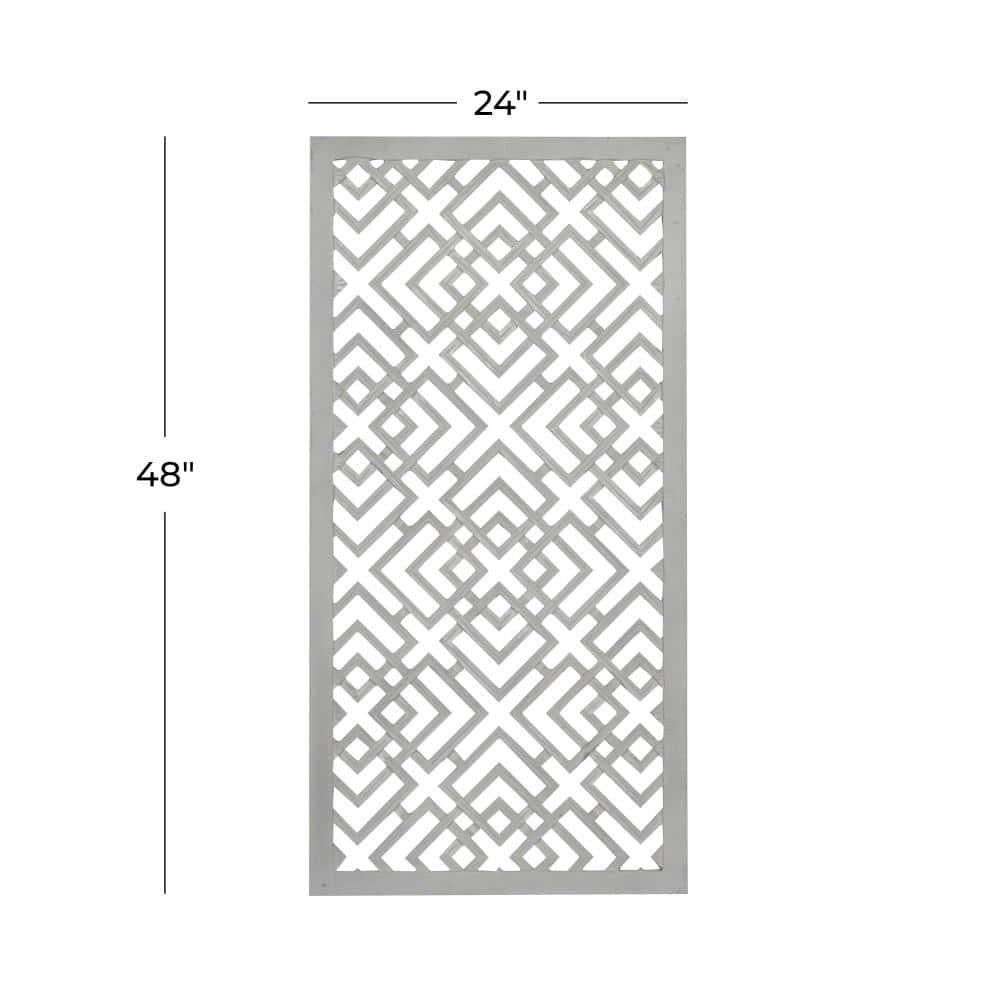 DecMode Gray Wood Carved Geometric Wall Decor