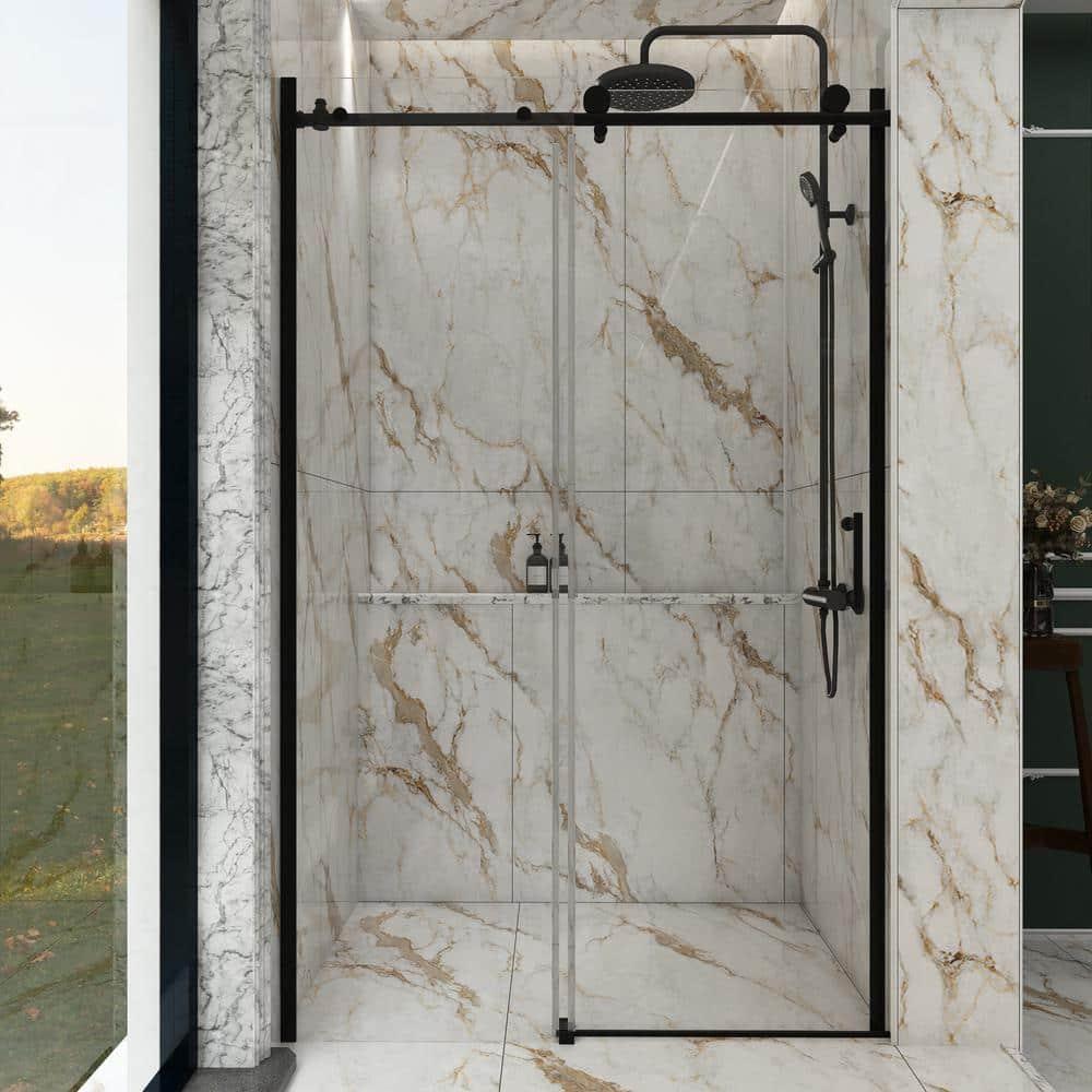 TCYO 48 In. W X 76 In. H Single Sliding Bypass Semi-Frameless Shower Door In Chrome TYLDSD07MB