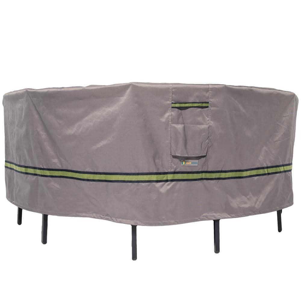 Duck Covers Soteria Waterproof 108 Inch Round Patio Table with Chairs Cover