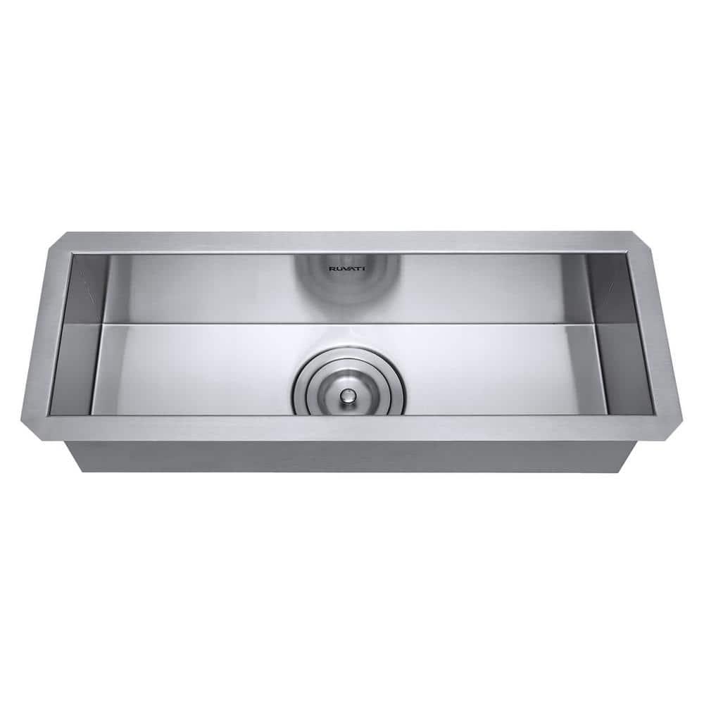 Ruvati Bar Prep Sink Narrow Trough Undermount 16 Gauge Stainless Steel Single Bowl