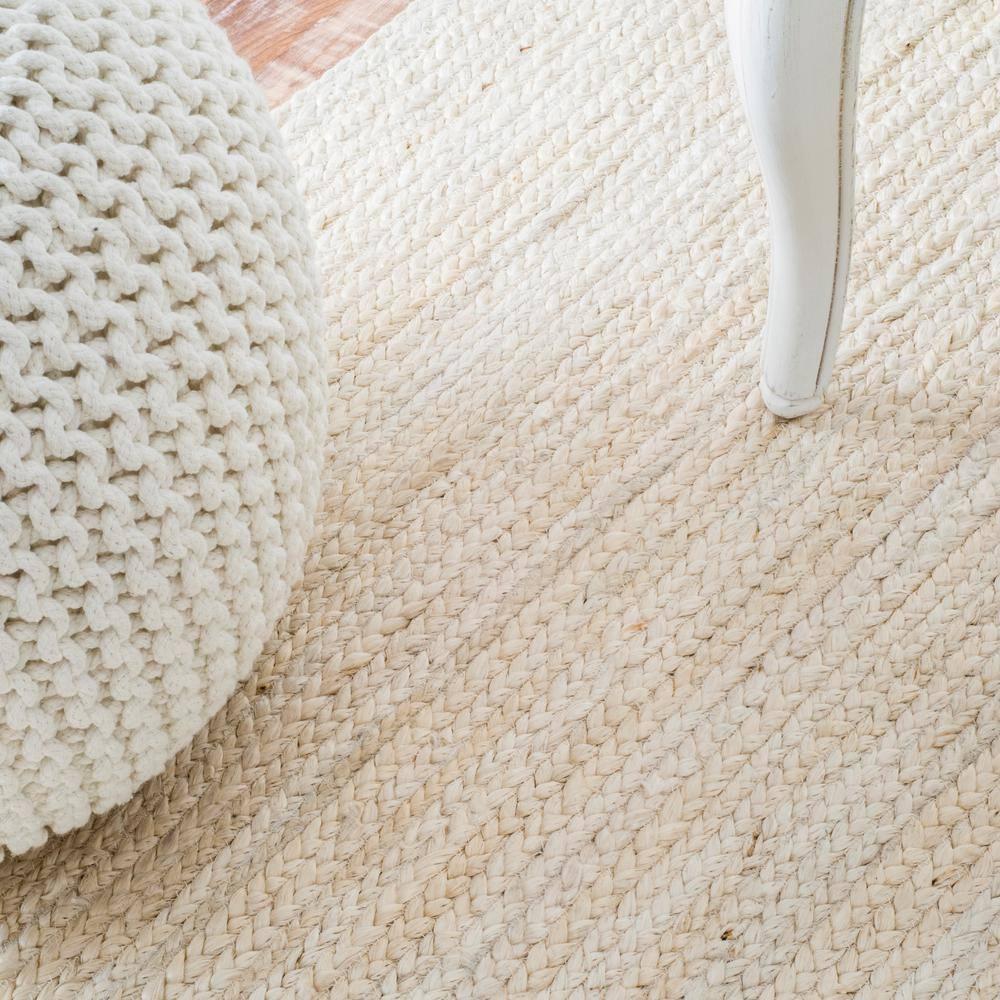 5' Round Hand Woven Rigo Jute Area Rug Off White - nuLOOM: Farmhouse Style, Low Pile, Indoor Use, Classic Pattern