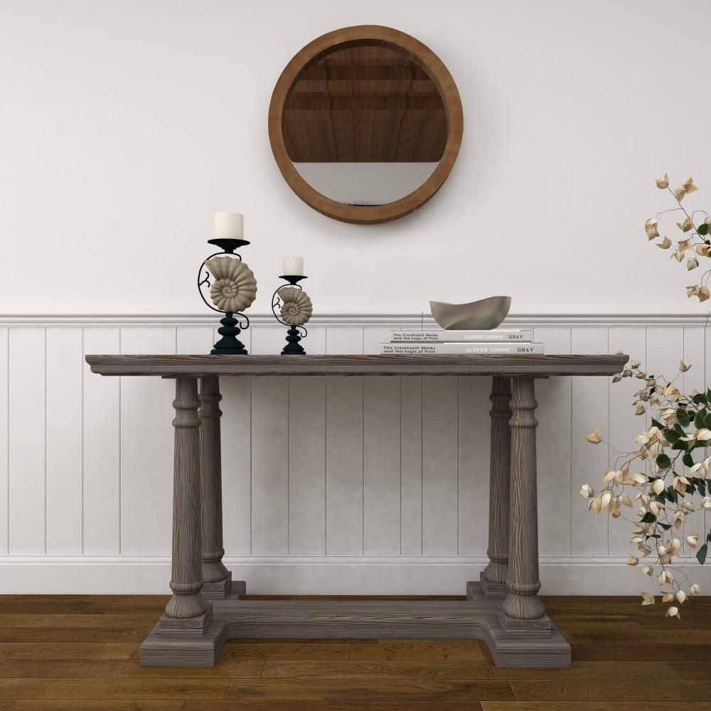 Wood Console Table Light Brown - Olivia & May: Rustic Fixed Shelf, Indoor Use