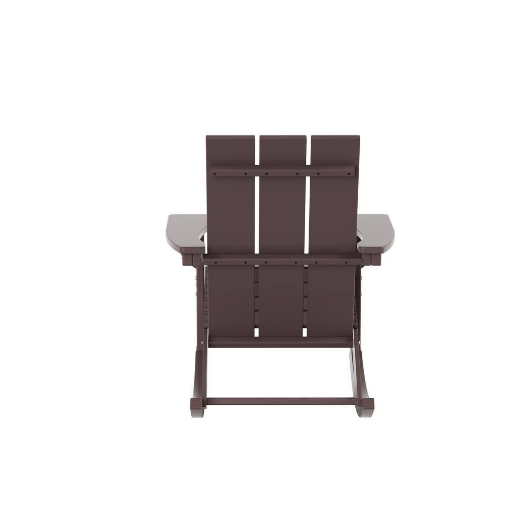 Polytrends  Shoreside Modern Eco-Friendly Poly Adirondack Rocking Chairs (Set of 2) Dark Brown
