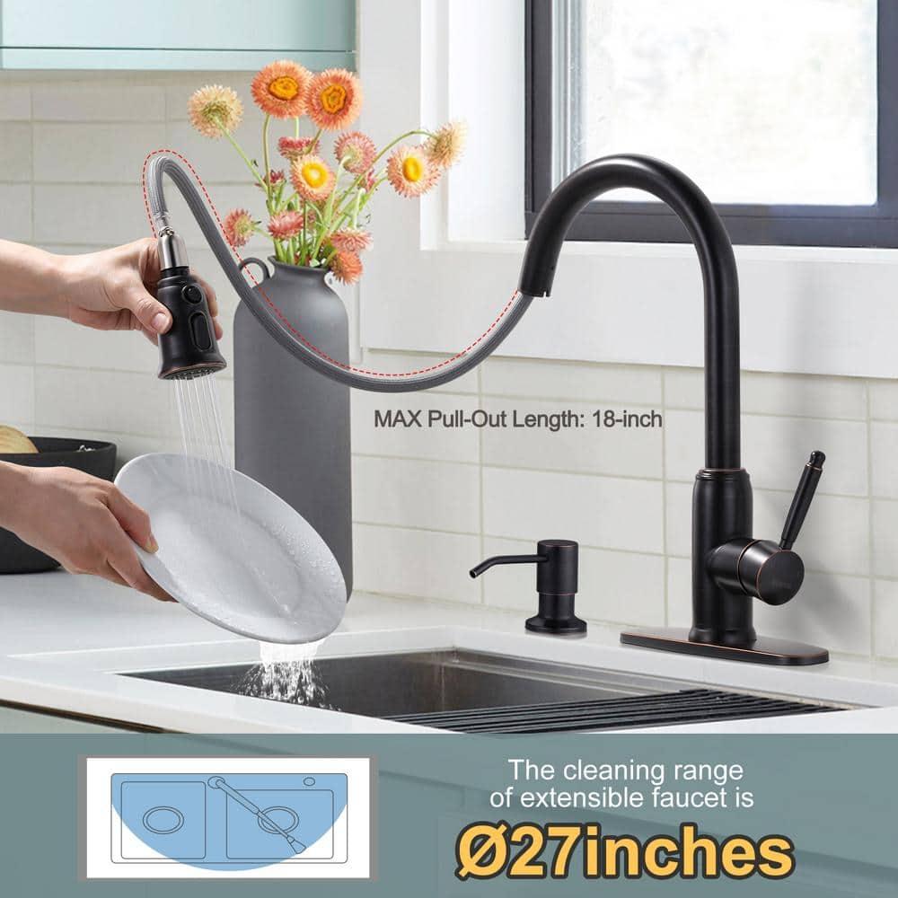 WOWOW 2310101RB-S WOWOW Pull Down Kitchen Faucet with Soap Dispenser