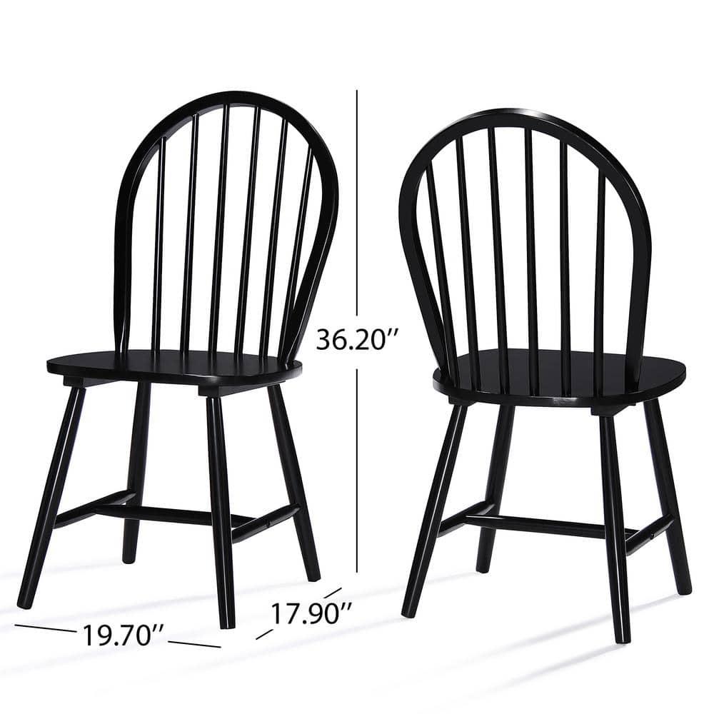 Noble House Conrad Farmhouse Rubberwood Dining Chairs, Set of 2, Black, White