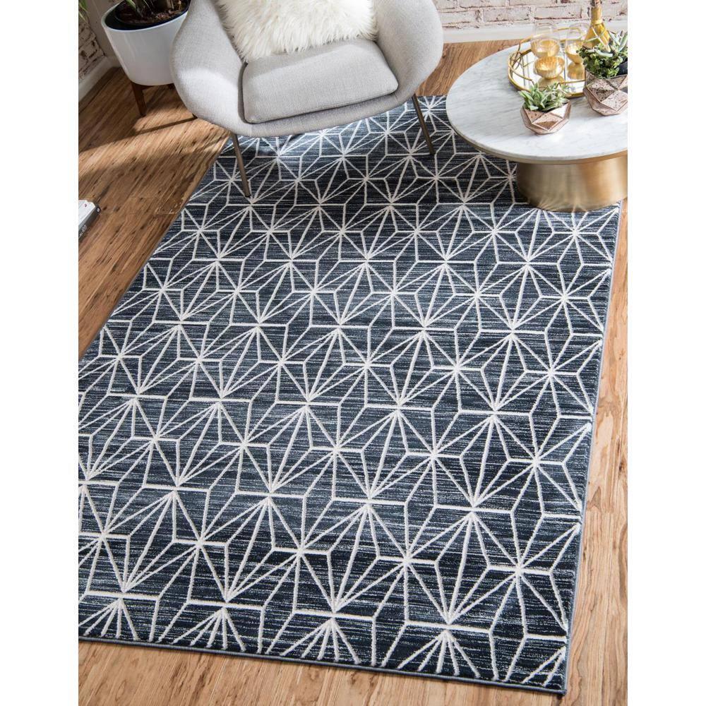 Jill Zarin Uptown Collection Area Rug - Fifth Avenue (8'  x 10' Rectangle Navy Blue/Ivory)