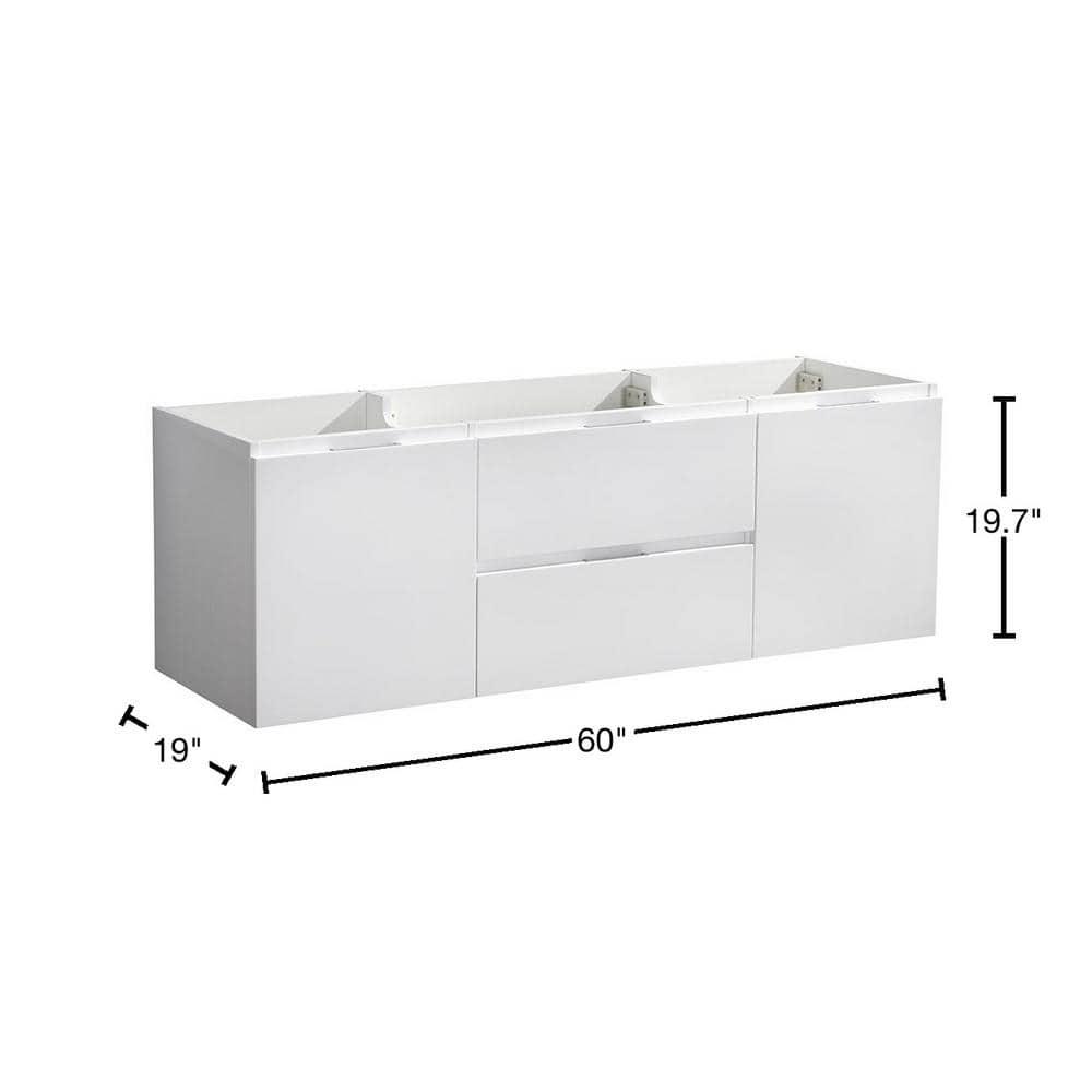 Valencia 60" Wall Mount Double Modern Bathroom Cabinet - Cabinet Only (Top and Sinks Not Included)