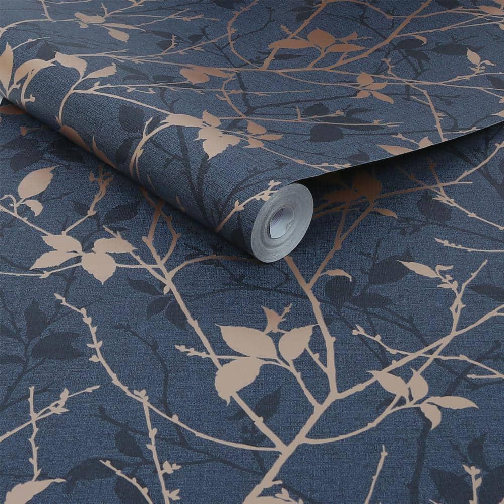 Boutique Belle Navy and Copper Wallpaper Sample