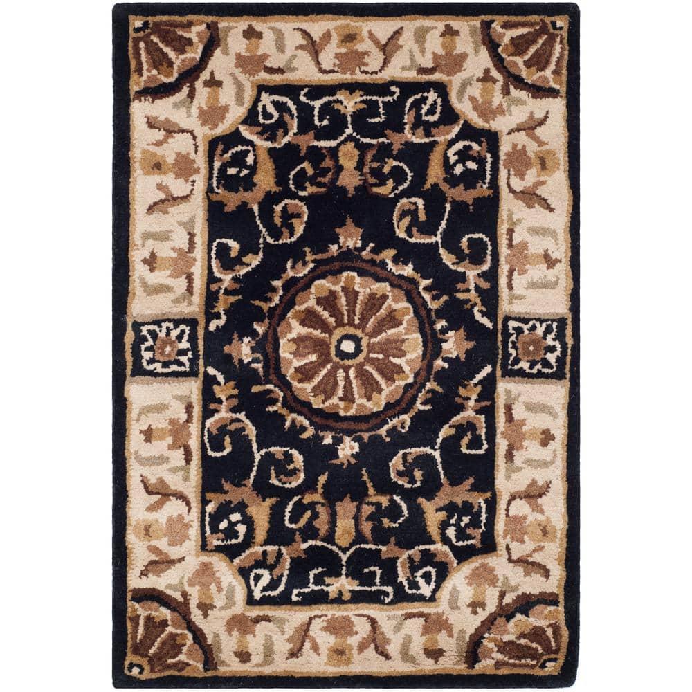 SAFAVIEH Empire Naira Oriental Wool Area Rug, Black/Ivory, 2' x 3'