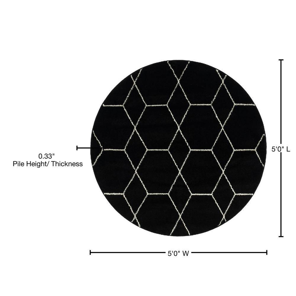 Unique Loom 5' 0 x 5' 0 Trellis Frieze Black Area Rug