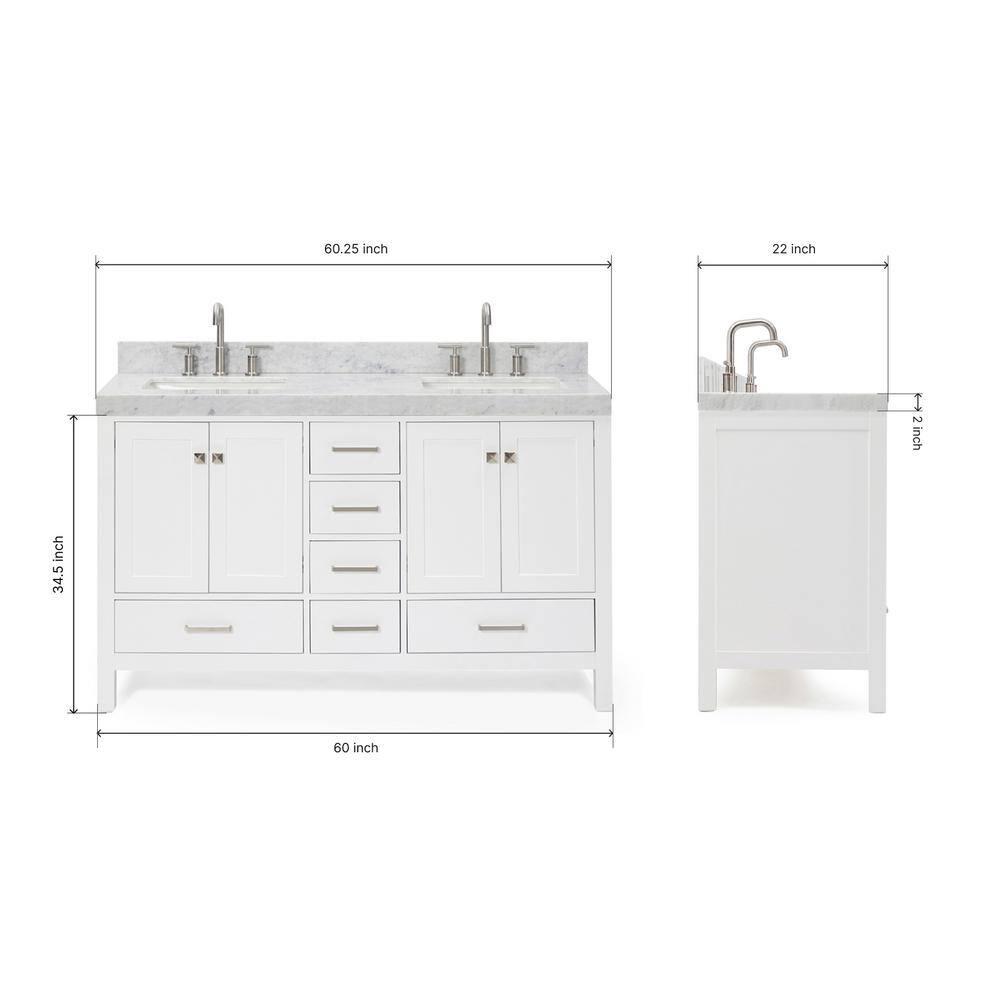 Cambridge Double Bathroom Vanity with Carrara Marble Top