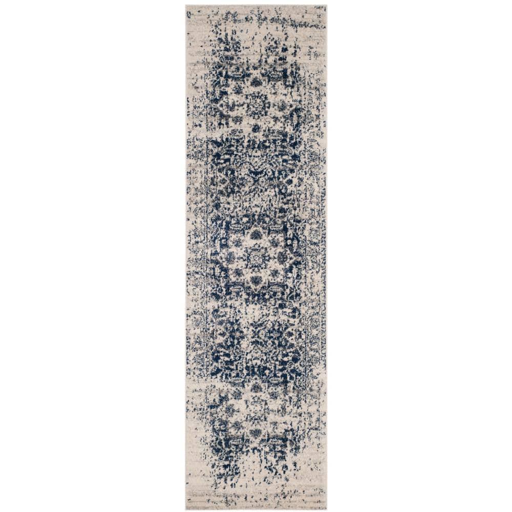 Madison MAD603 Power Loomed Indoor Runner Rug - Cream/Navy - 2'3"x6' - Safavieh