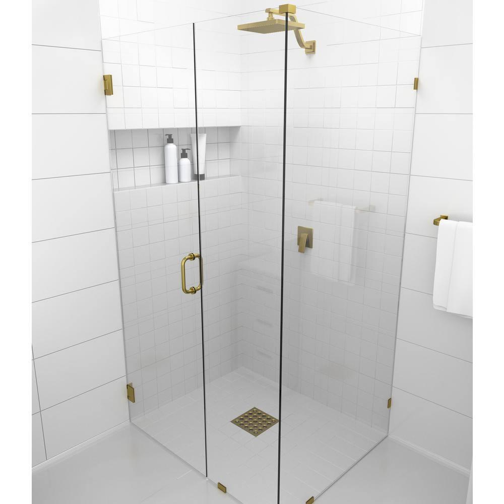 Illume 59 in. x 37 in. x 78 in. 90-degree Fully Frameless Wall Hinged Glass Shower Enclosure