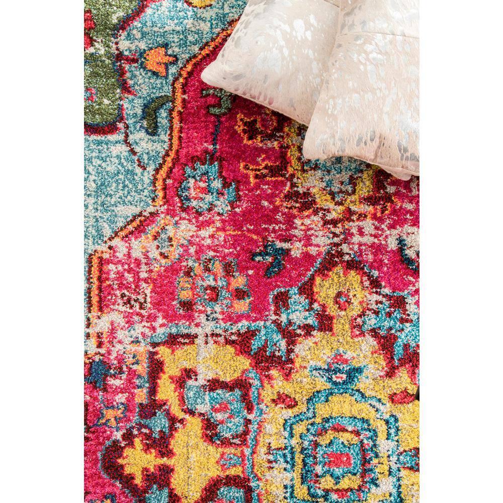 nuLOOM 4' Round Vintage Corbett Area Rug: Bohemian Medallion, Multicolor, Low Pile, Indoor, 4ft Round Rug