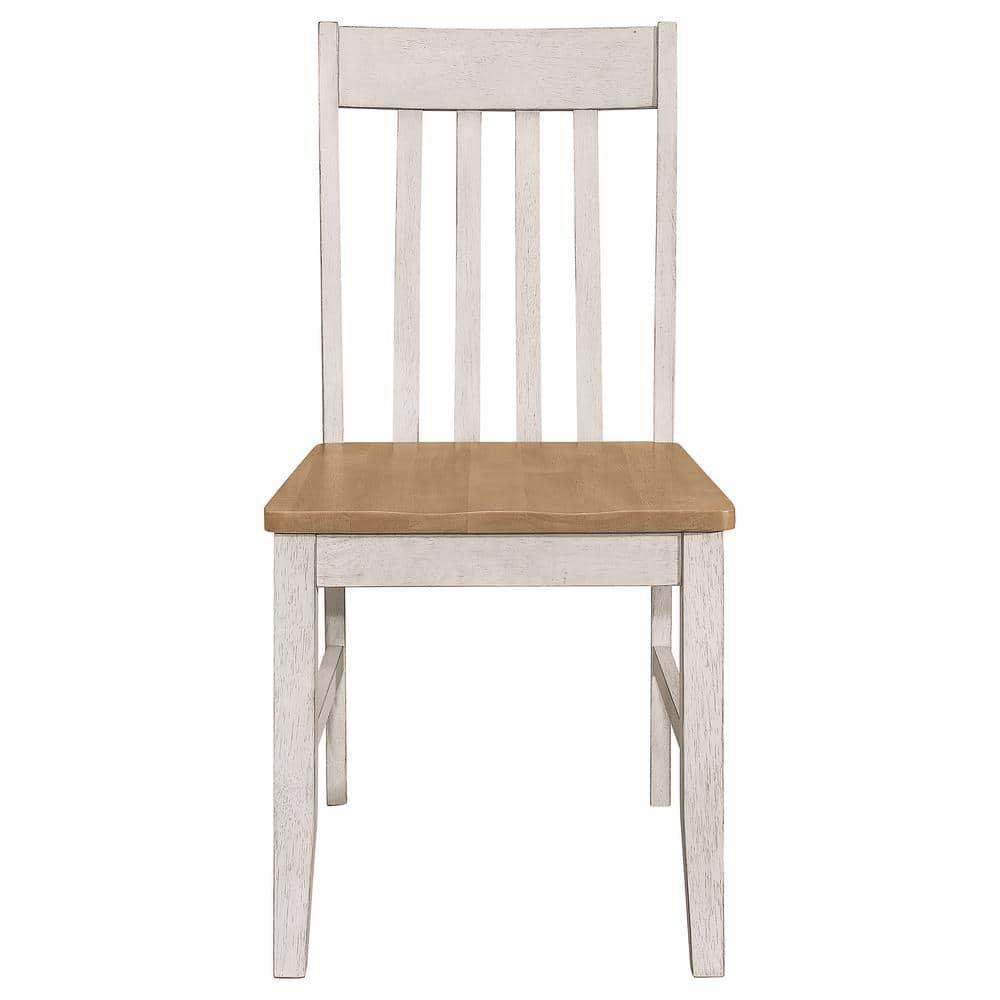 Coaster Kirby Wood Slat Back Side Chair Natural and Rustic Off White