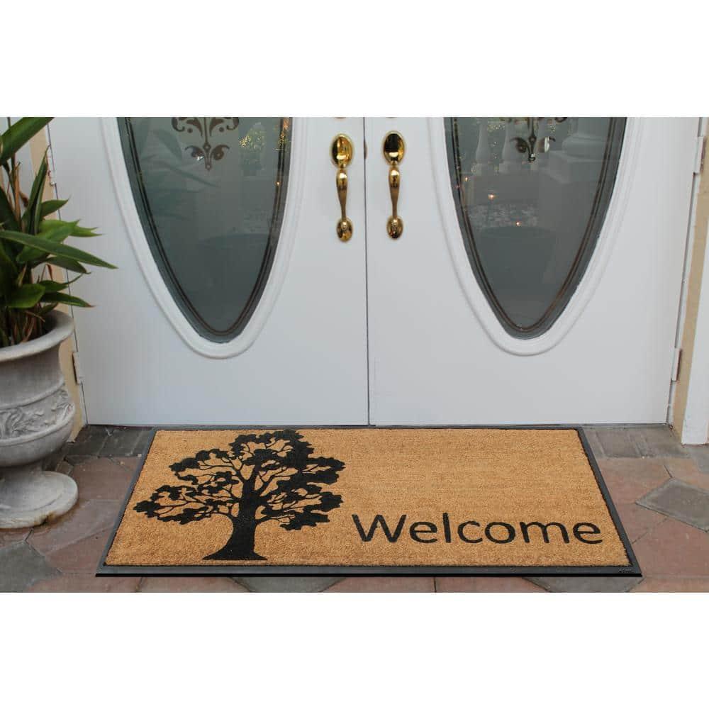 A1 Home Collections Entrance Door Mats, 24” x 48”, Durable Large Doormat, Non-Slip Welcome Doormat, Rubber Backed Thin-Profile Heavy Duty Door Mat, Doormat for Front Door, High Traffic Areas