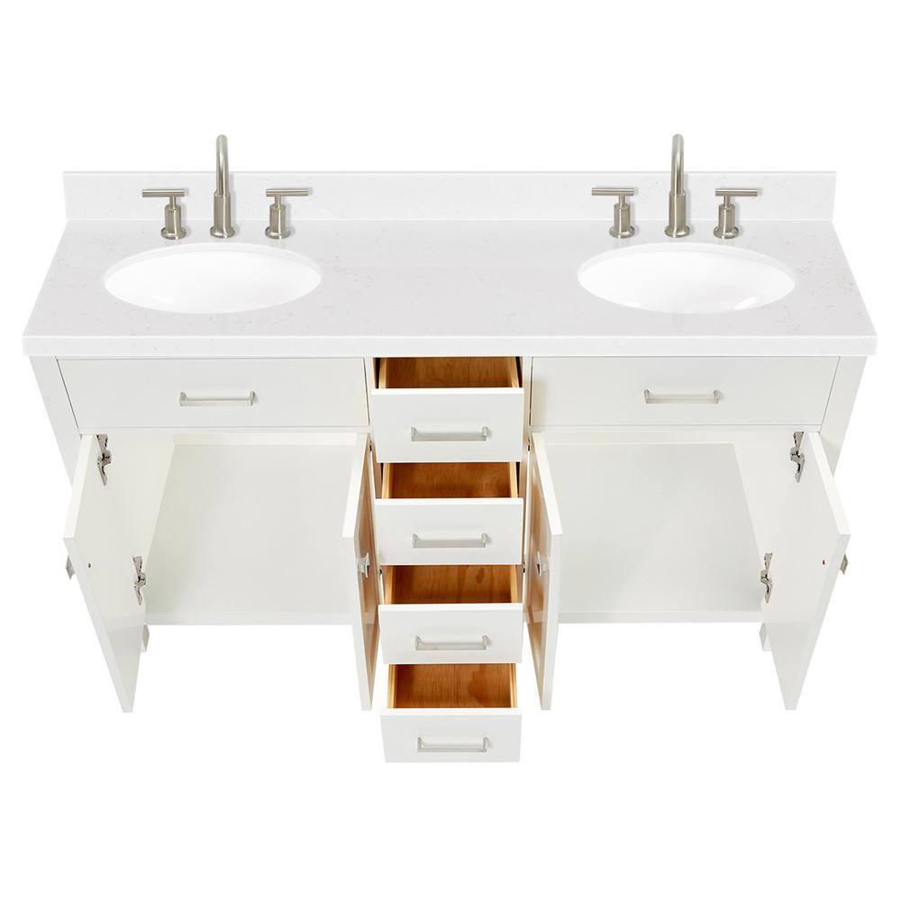 Ariel H060dcqovo Bristol 60" Free Standing Double Basin Vanity Set - White