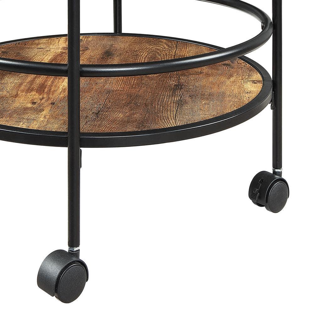 Designs2Go Charlie Serving Bar Cart in Walnut Wood Finish and Black Metal Frame