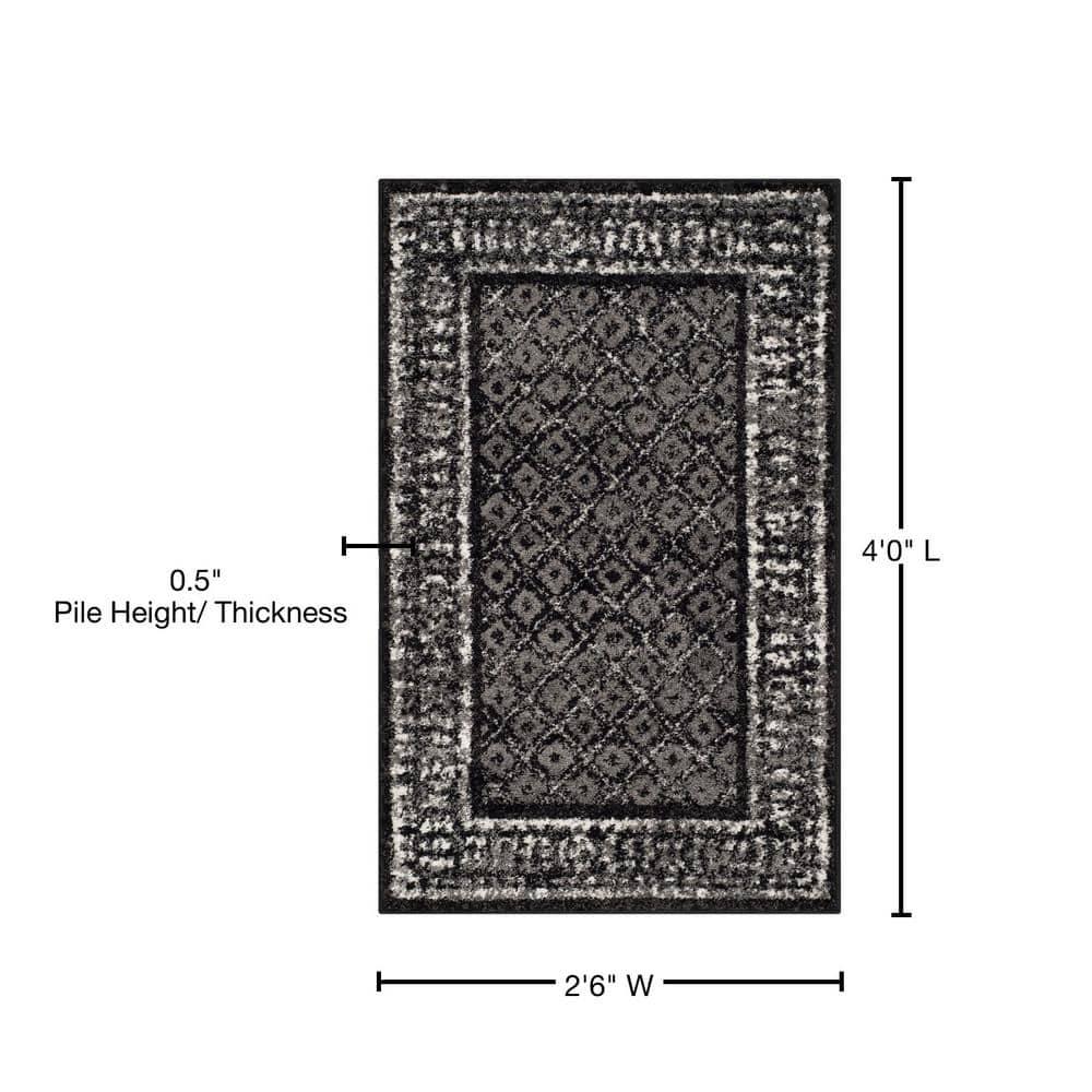 Adirondack ADR110 Machine Made Indoor Accent Rug - Black/Silver - 2'-6"x4' - Safavieh