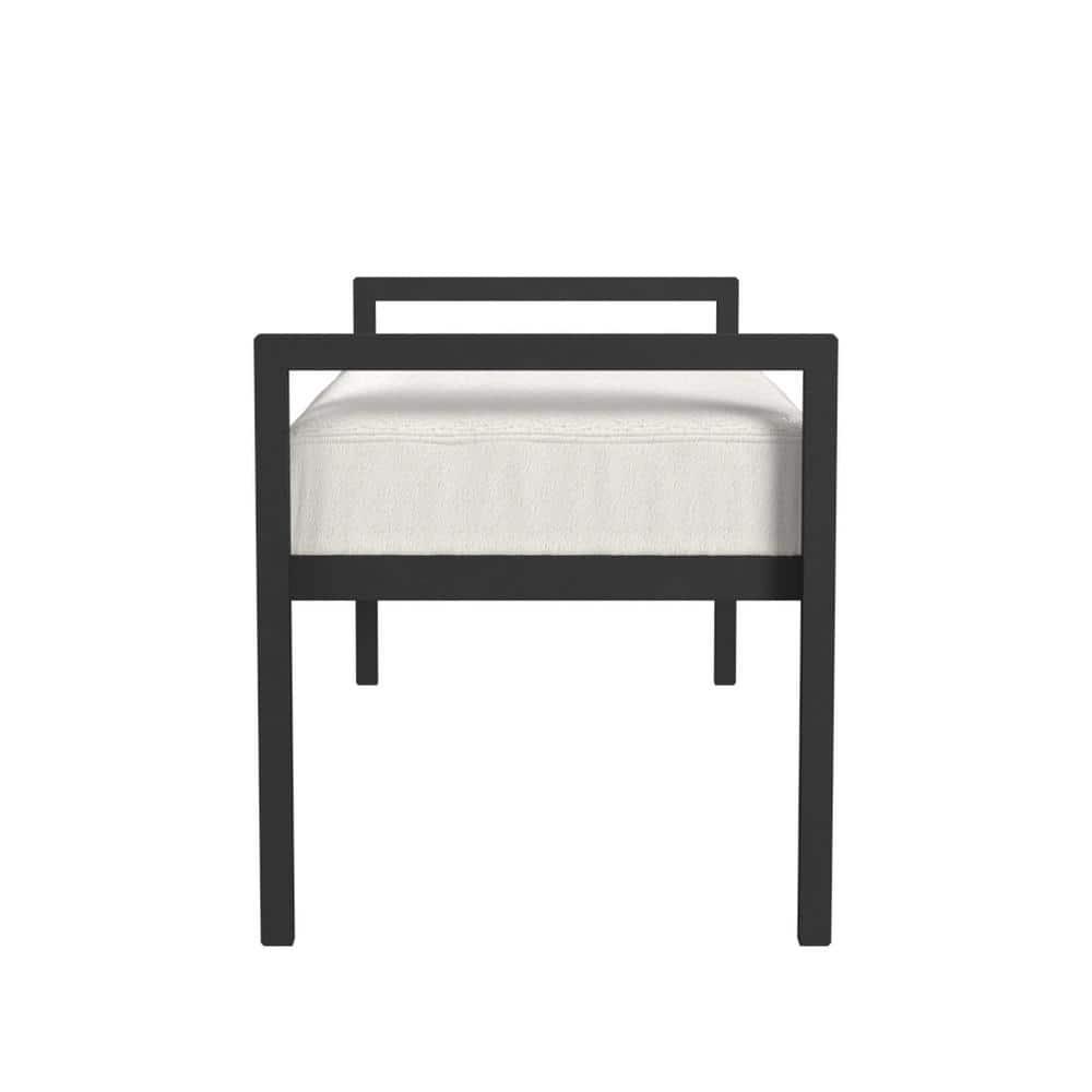 HomePop Modern Metal Bench Cream: Rectangle Upholstered Indoor Bench, End of Bed Seating, Polyester