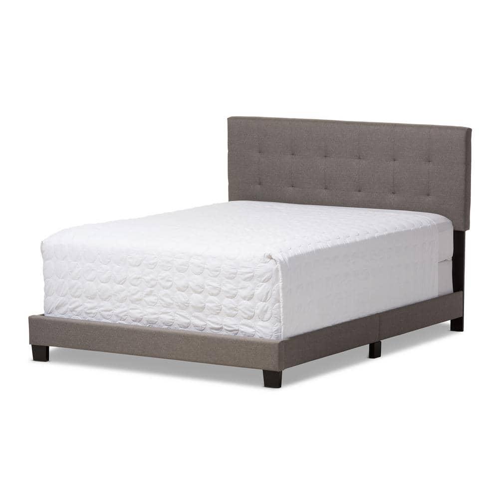 Full Brookfield Modern and Contemporary Fabric Upholstered Grid Tufting Bed Gray - Baxton Studio: MDF Panel Design, Spot Clean