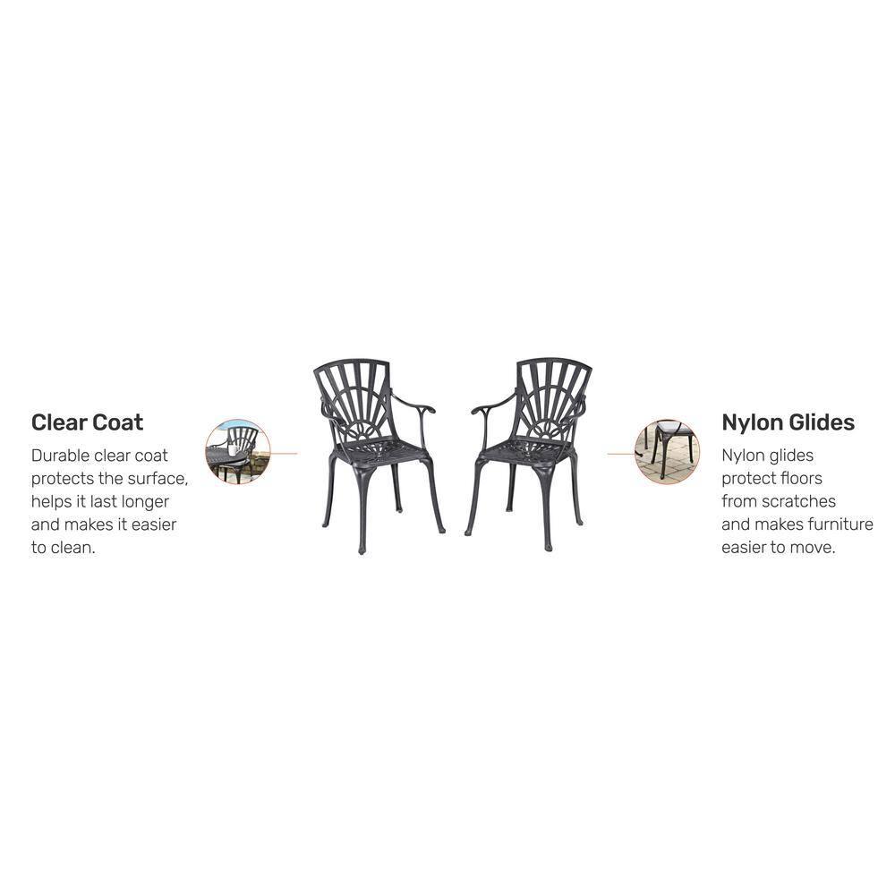 Homestyles Grenada Aluminum Outdoor Chair Pair in Charcoal