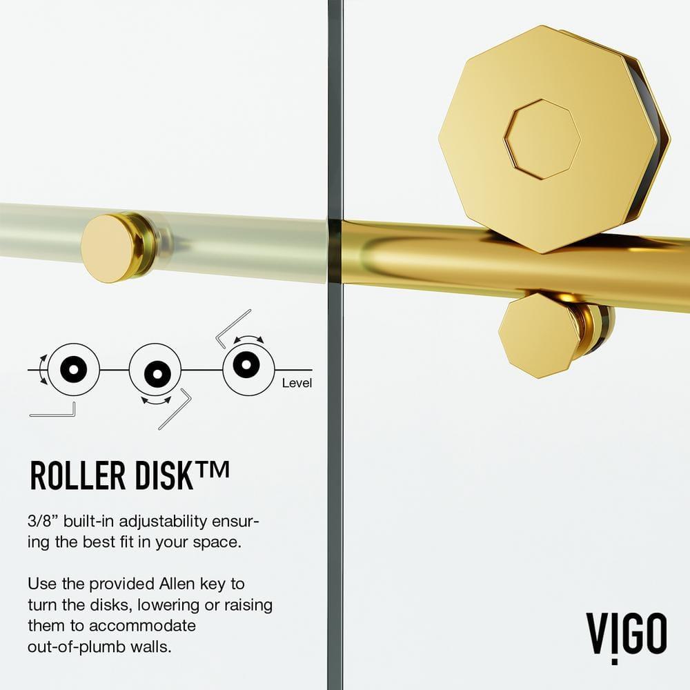 VIGO Elan Hart 68-72" W x 76" H Sliding Frameless Shower Door with 3/8" Clear Glass VG6022MGCL7276