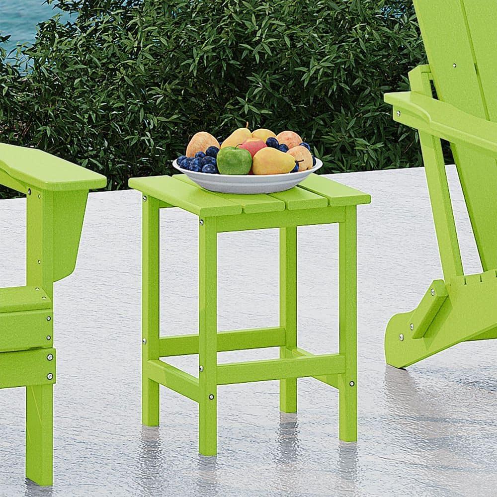 Polytrends  Laguna Hdpe All Weather Outdoor Patio Square Side Table Lime