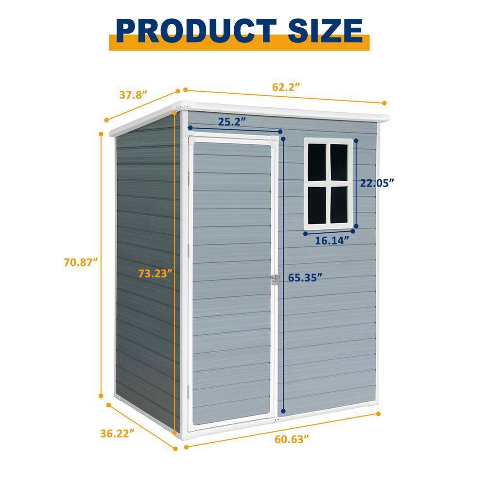 Mondawe 5' × 3' Metal Outdoor Storage Shed with Door & Lock, Waterproof Garden Storage Tool Shed with Base Frame for Backyard Patio,Grey