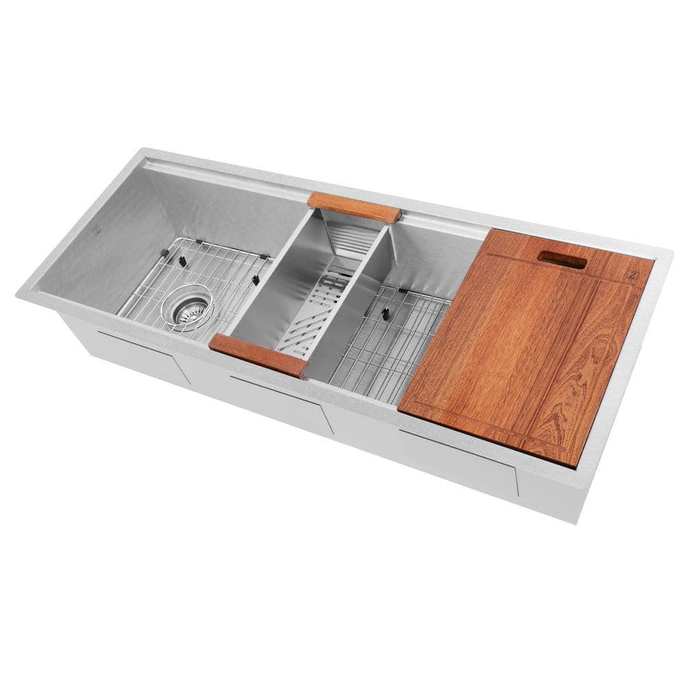 ZLINE 43 in. Garmisch Undermount Single Bowl DuraSnow Stainless Steel Kitchen Sink W/ Bottom Grid & Accessories (SLS-43S)
