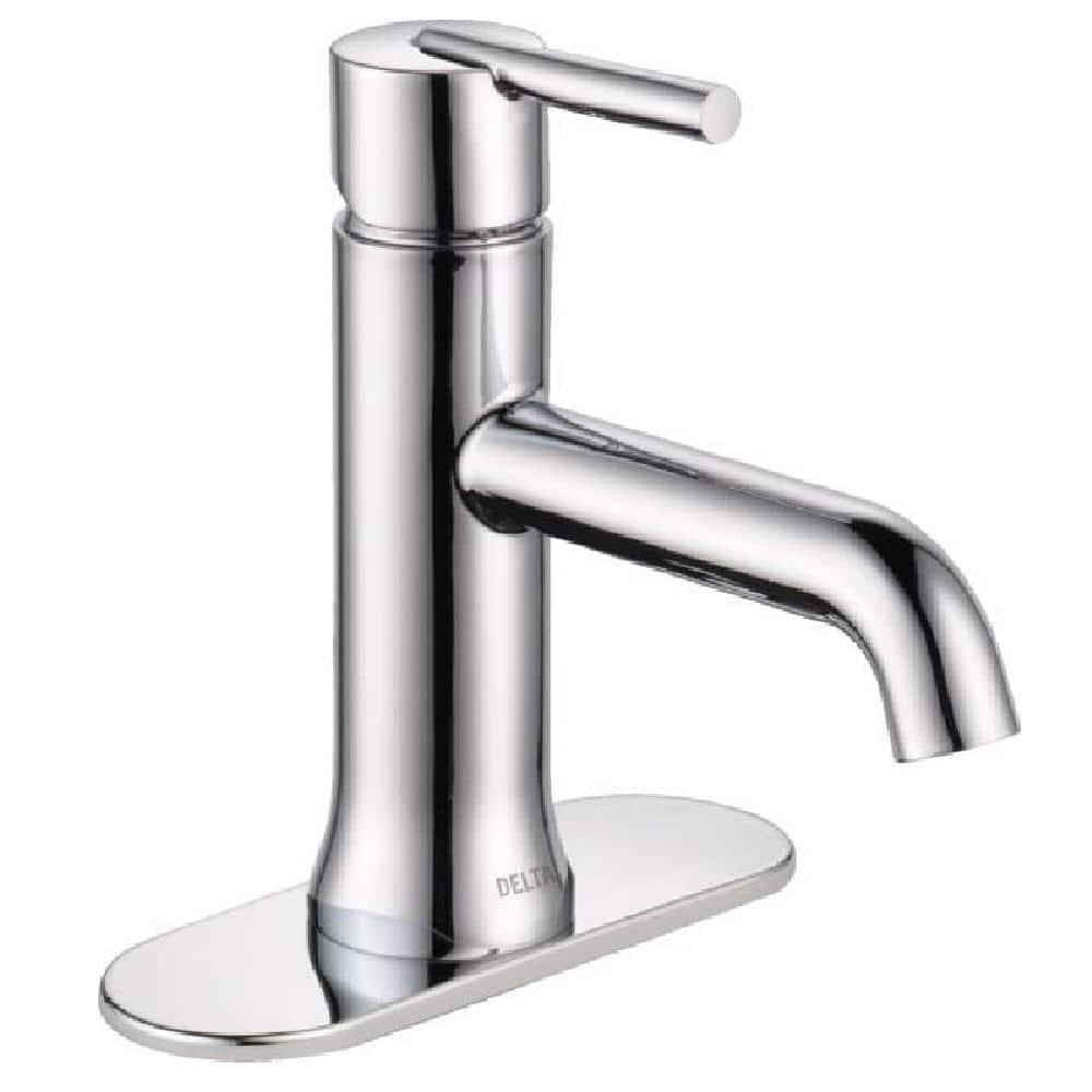 Delta Faucets Trinsic Single Handle Bathroom Faucet with Pop-Up Drain and Base Plate in Chrome