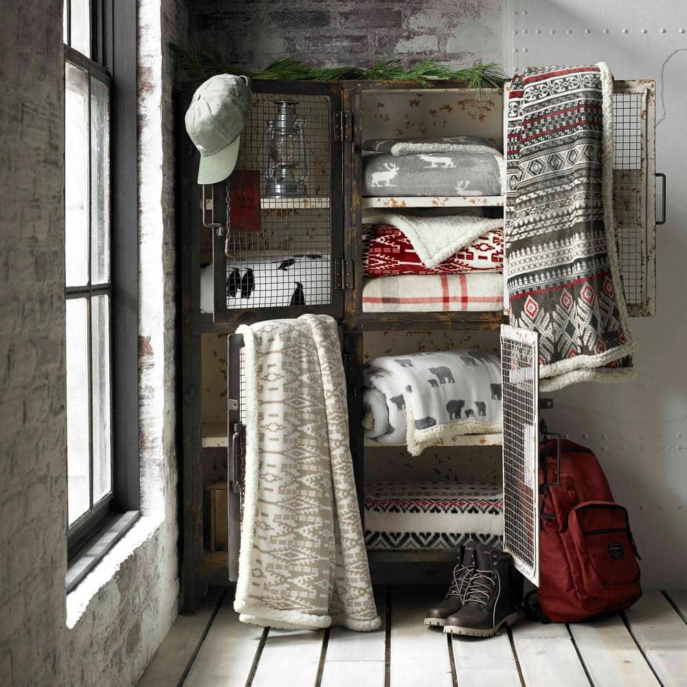 Eddie Bauer Printed Plush Fleece/Sherpa Throw Blankets