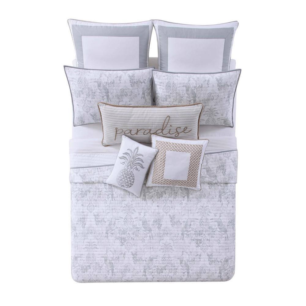 Tropical Plantation Coastal Cotton Floral Quilt Set