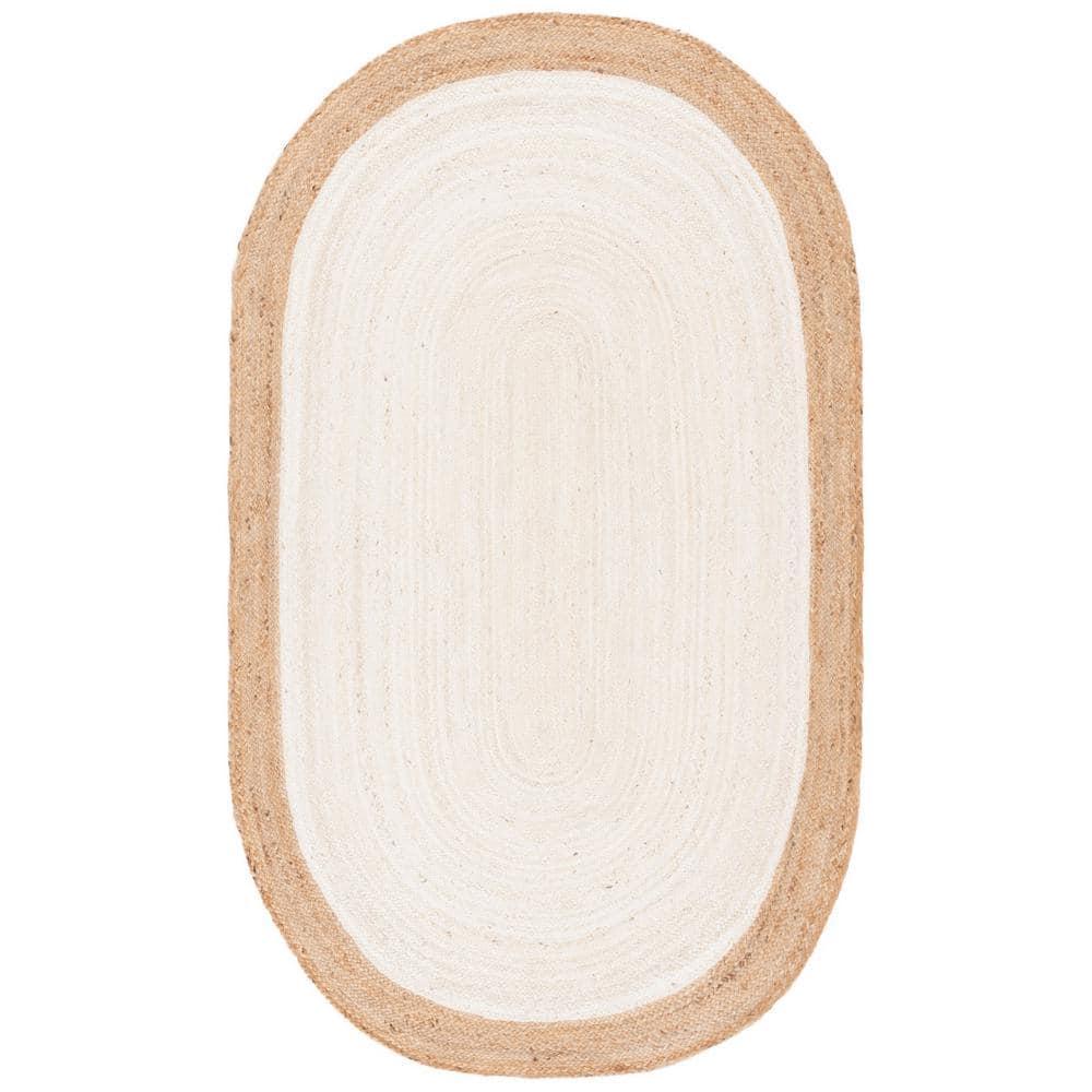 Natural Fiber NF801 Hand Woven Area Rug - Ivory/Natural - 4'x6' Oval - Safavieh.