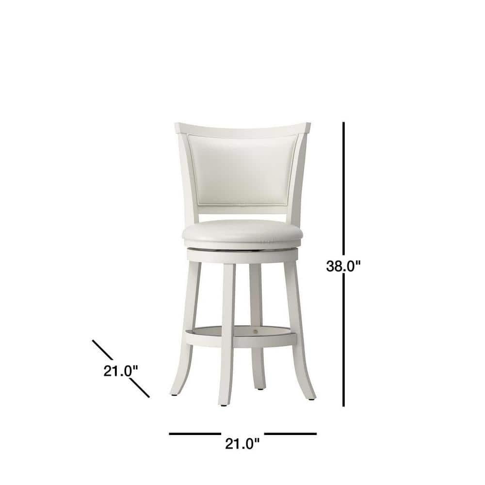 CorLiving Wood Bar Stool Chair Set of 2 in White -Rotating Round Seat & Footrest