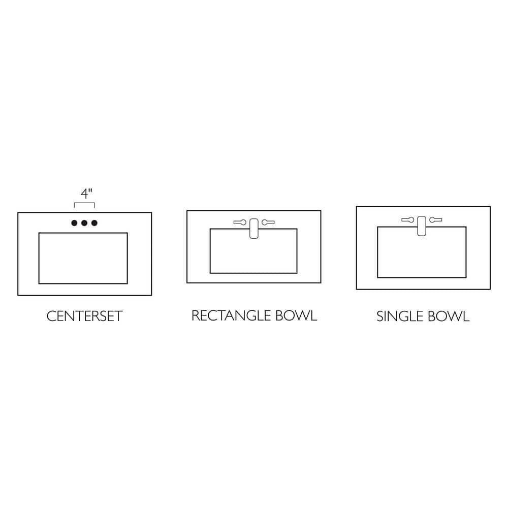 Camilla 37 in Cultured Marble Center Mount Rectangle One Bowl Vanity Top with Backsplash in Solid White
