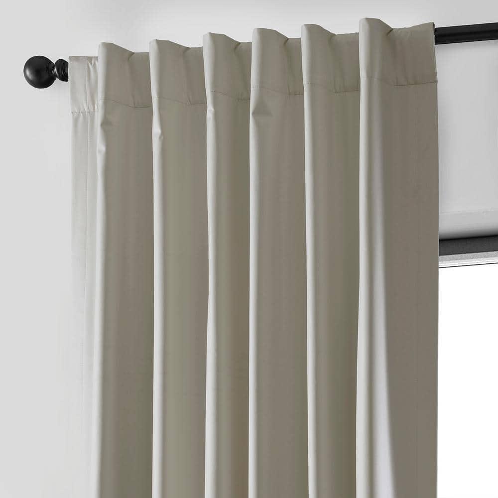 Dark Ivory Essential Polyester 50 in. W x 96 in. L Rod Pocket 100% Blackout Curtain (Single Panel)