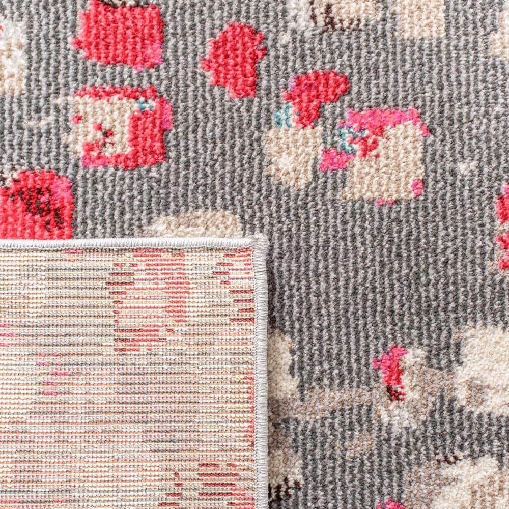 Madison MAD425 Power Loomed Indoor Area Rug - Grey/Red - 5'3"x7'6" - Safavieh