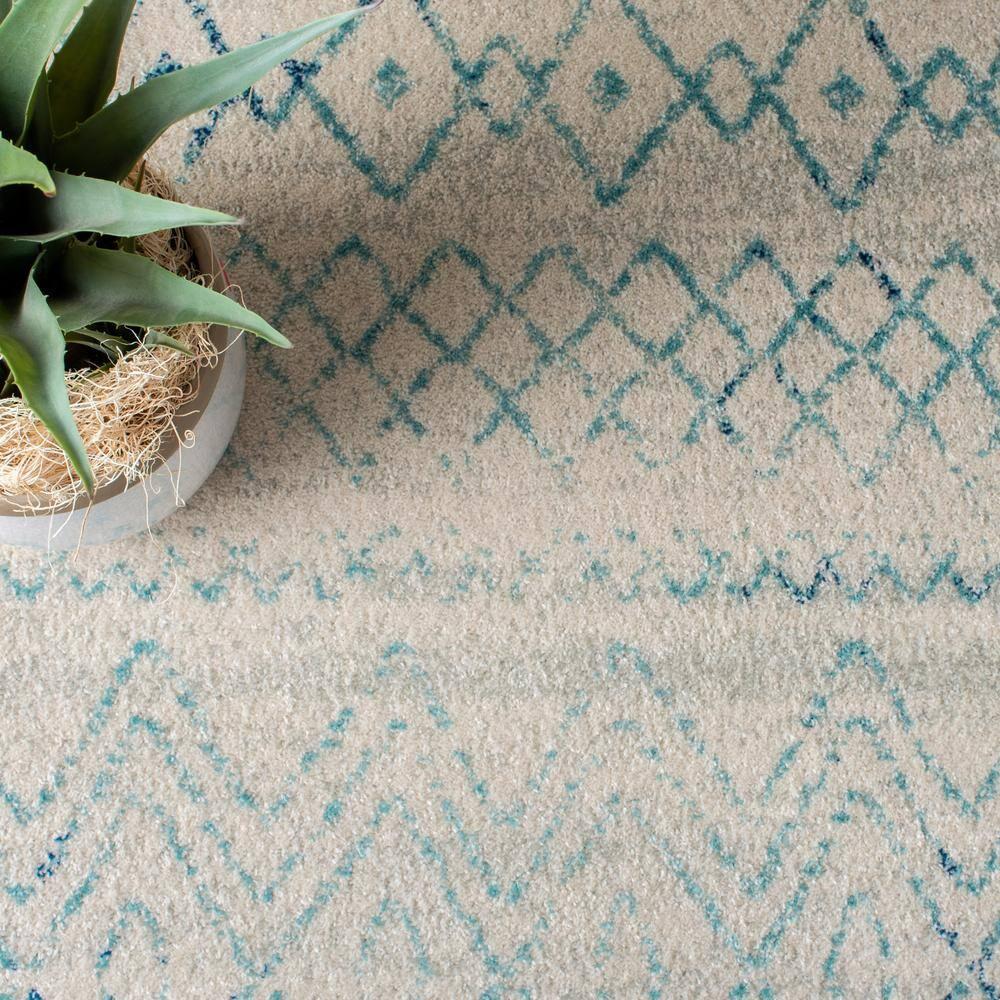 Madison 700 MAD798 Power Loomed Indoor Area Rug - Ivory/Aqua - 9'x12' - Safavieh