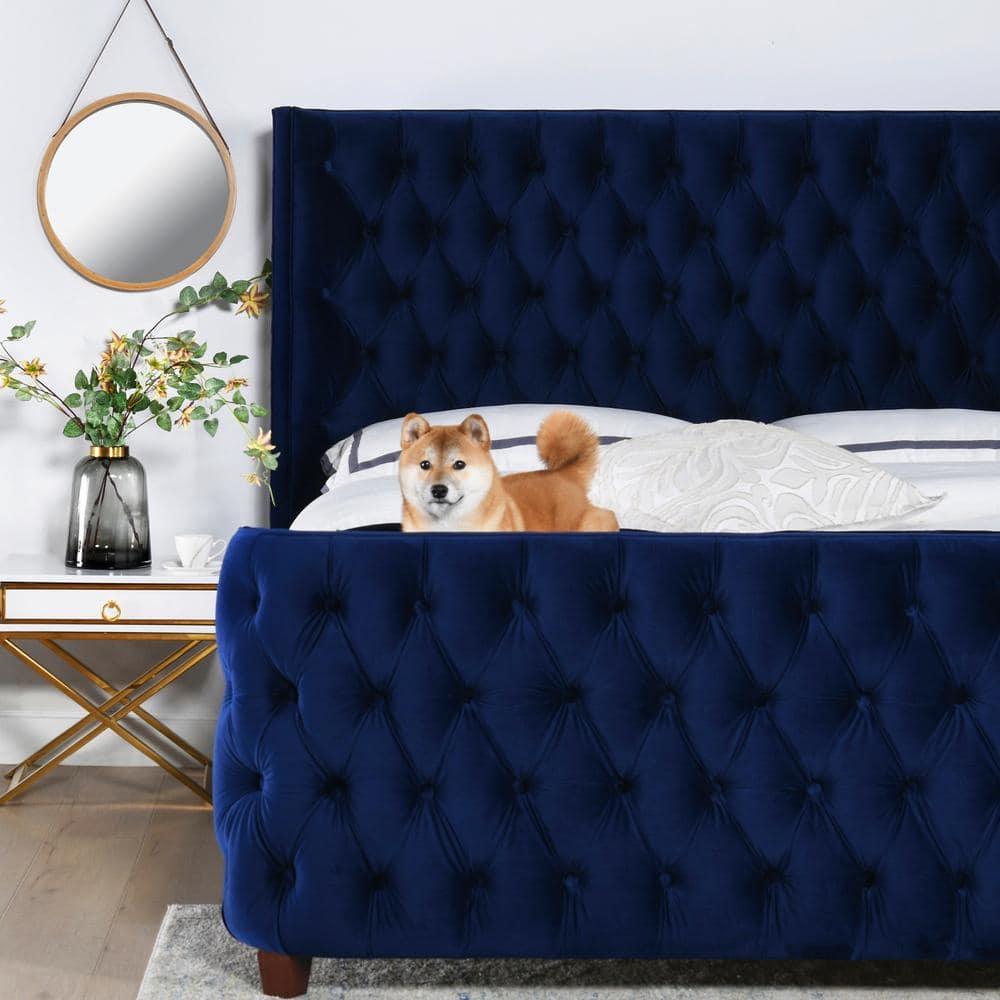 Jennifer Taylor Home Brooklyn Tufted Bed, King, Navy Blue